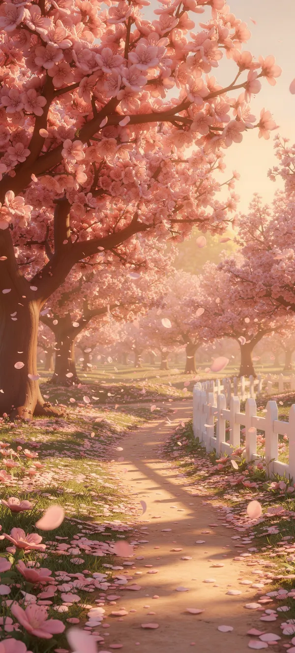 Spring Cherry Orchard 3D Cartoon