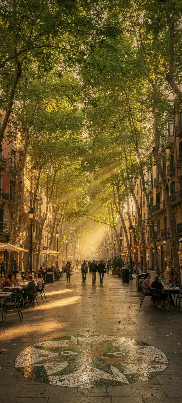 Barcelona La Rambla Golden Hour
