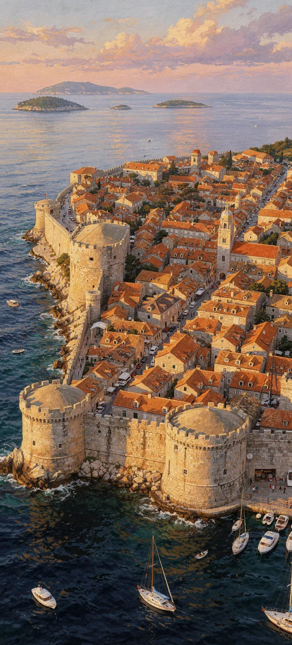Dubrovnik Golden Sunset Fortress Wallpaper