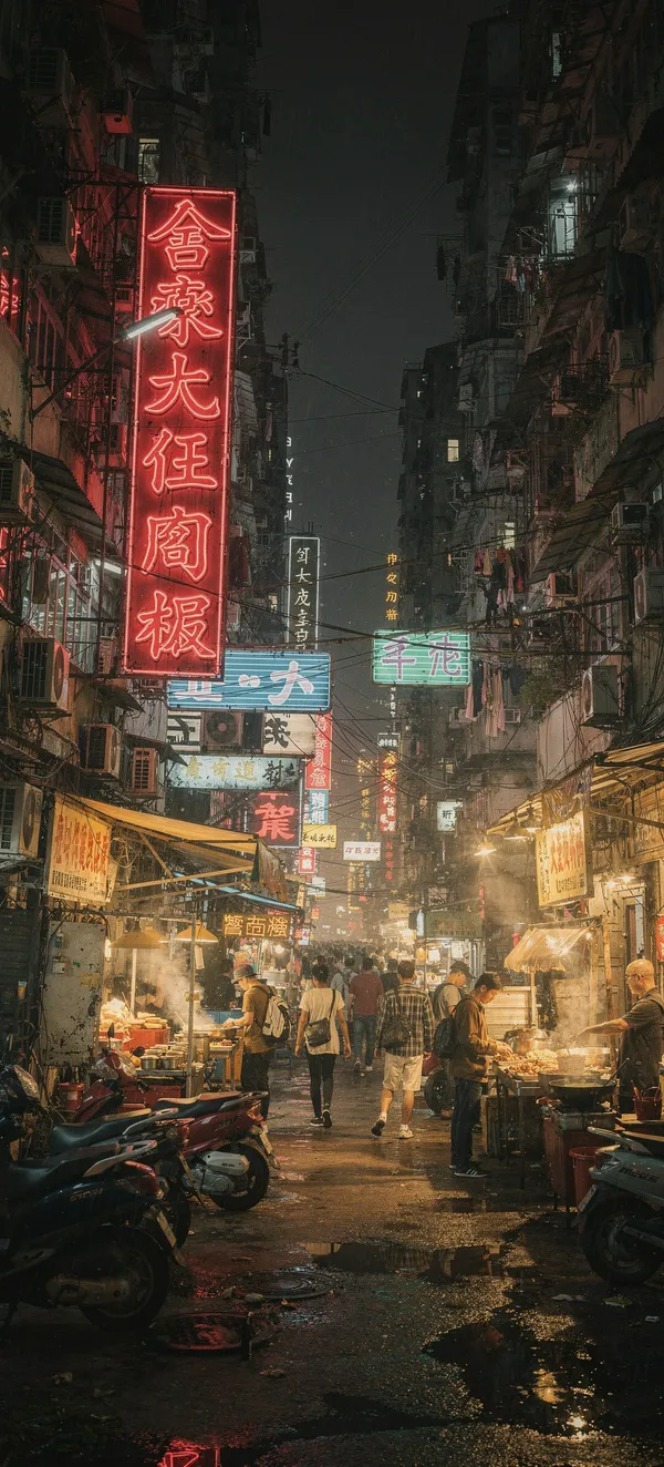 Neon Kowloon Night Street