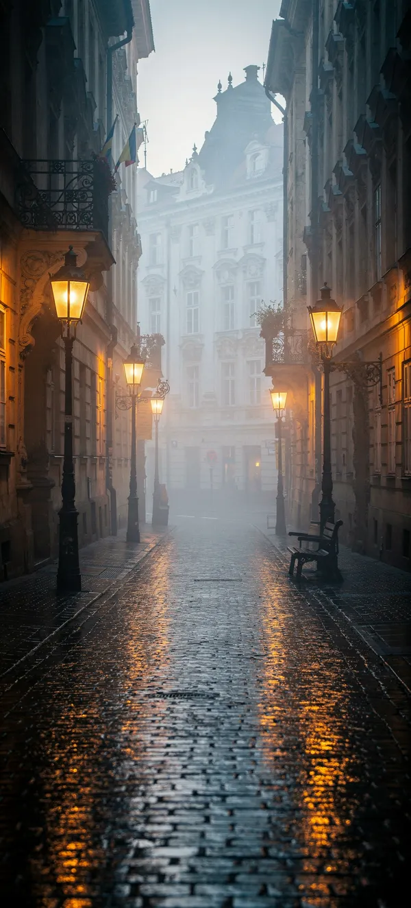 Prague Dawn Alleyway