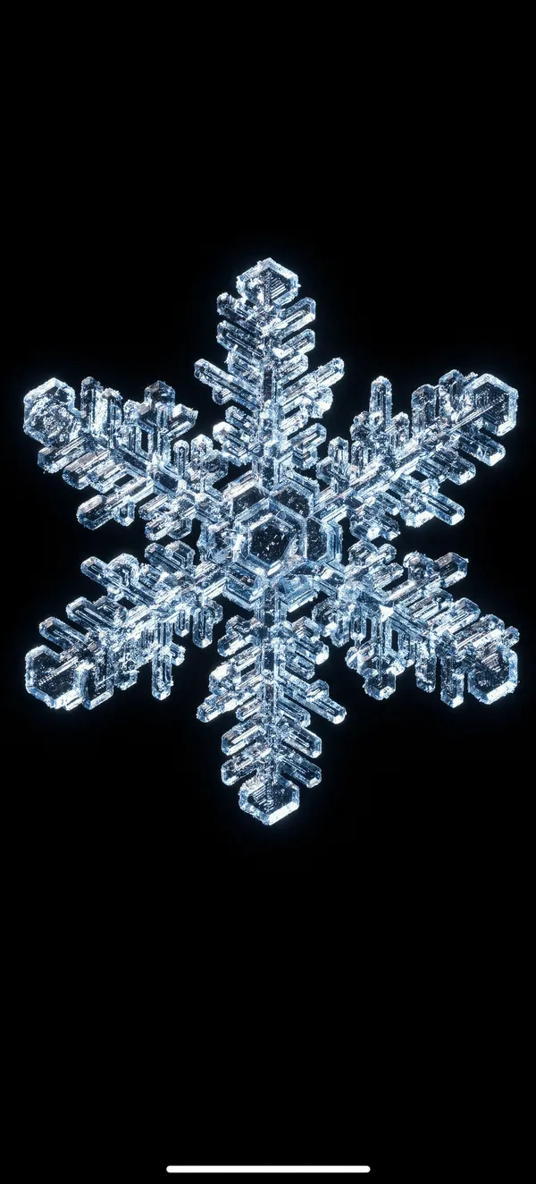 Crystalline Snowflake on Black