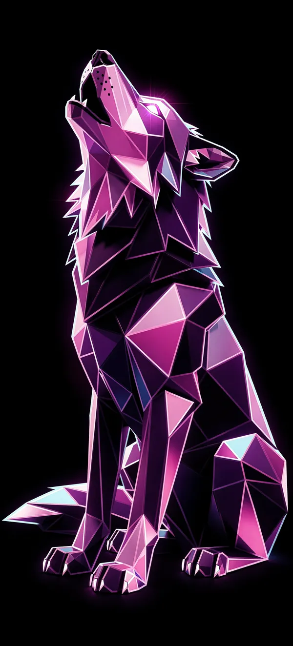Neon Purple Geometric Wolf