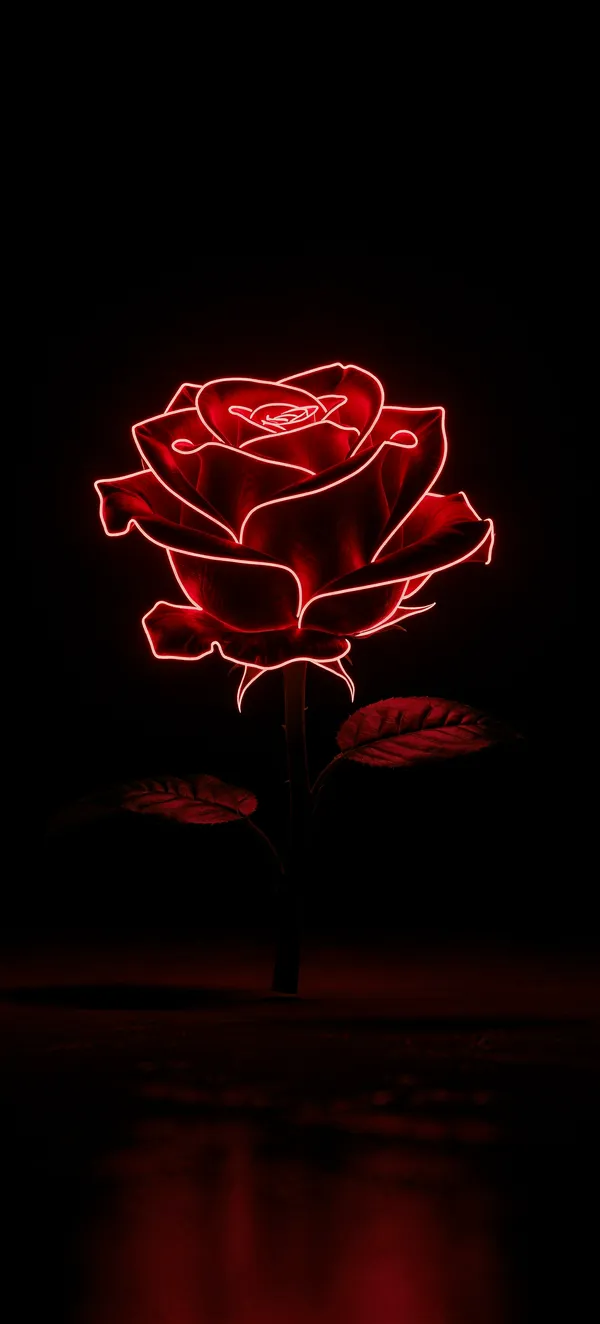 Neon Red Rose Dark AMOLED