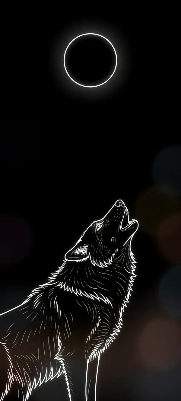 Neon Wolf Howling Moon — Home screen