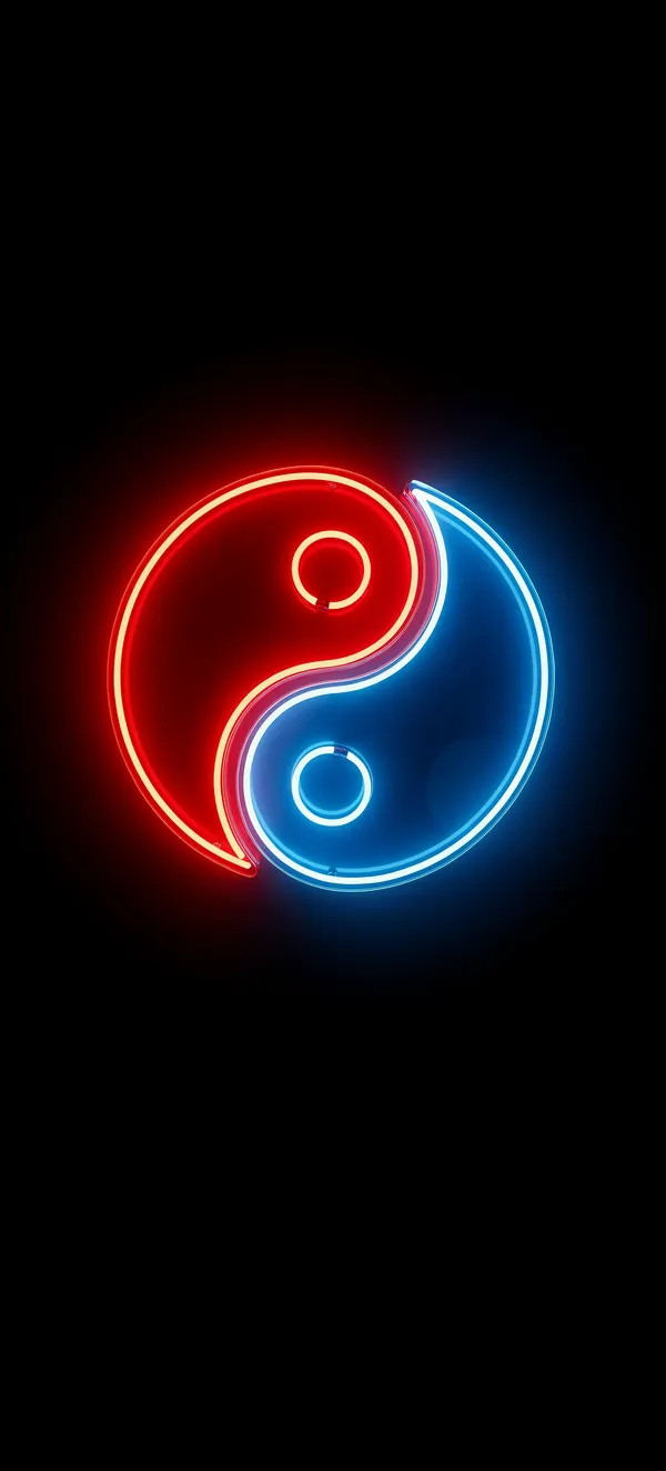 Neon Yin Yang Dark Wallpaper