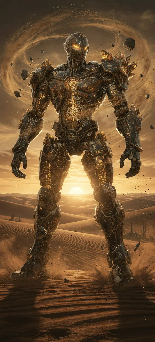 Clockwork Golem Desert Fantasy