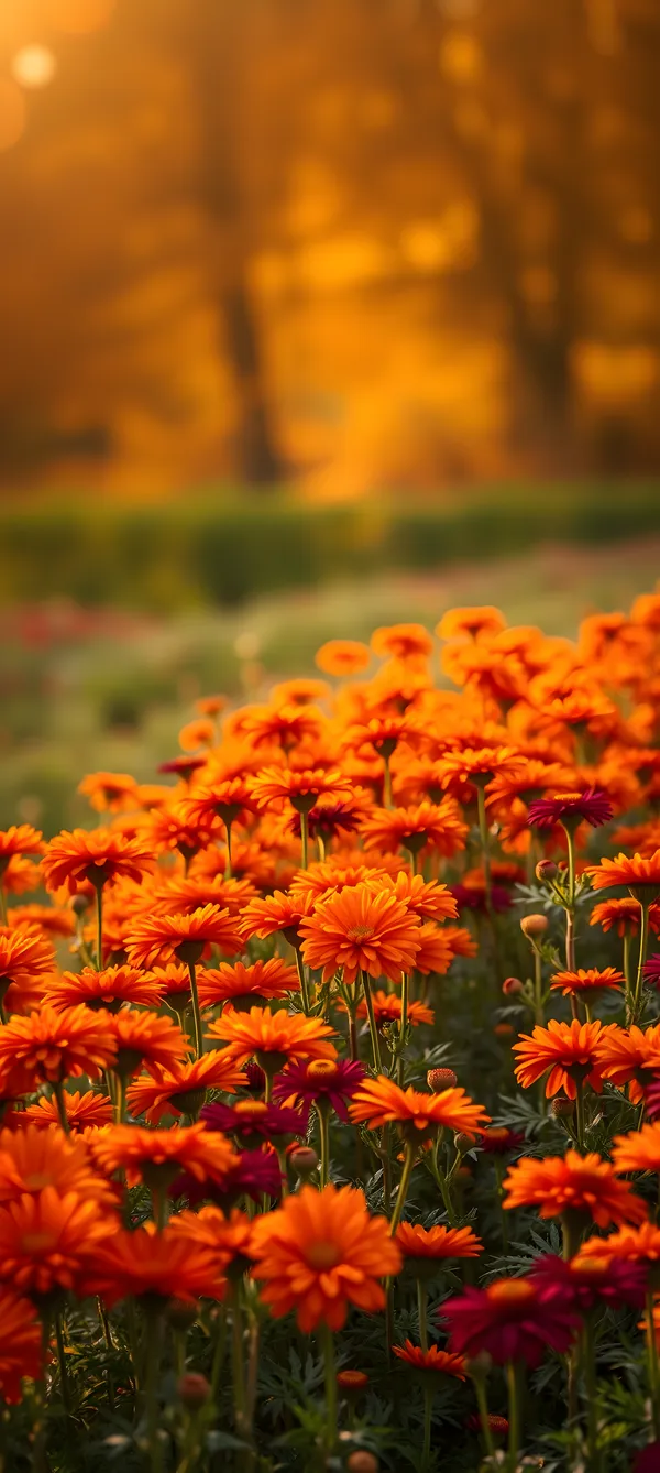 Golden Hour Chrysanthemum Field
