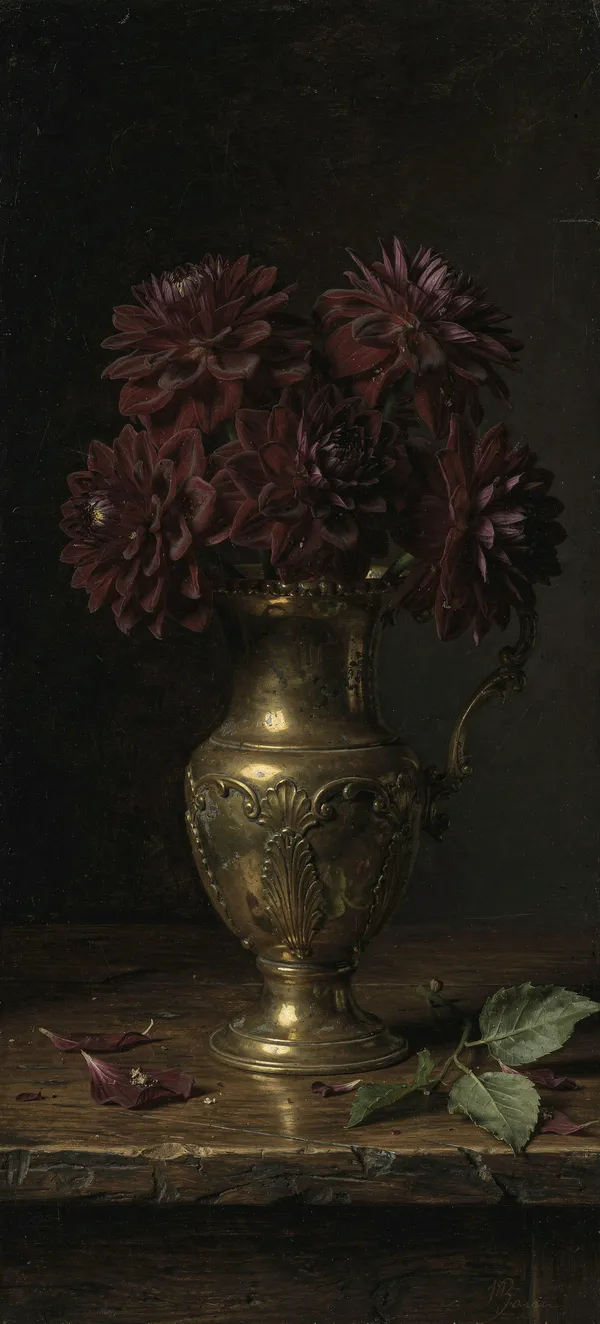 Burgundy Dahlia Still Life