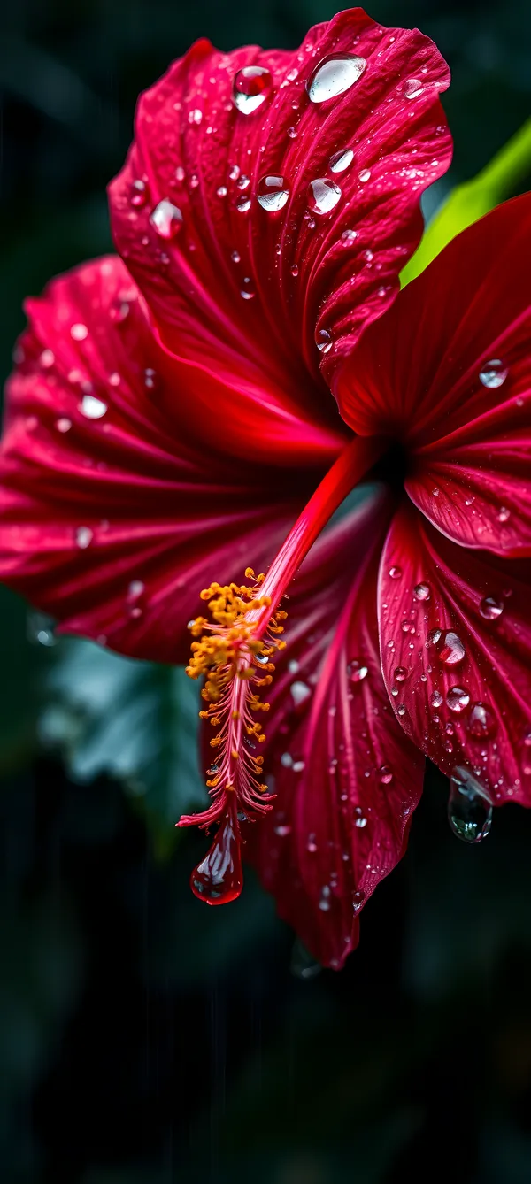 Crimson Hibiscus Raindrops