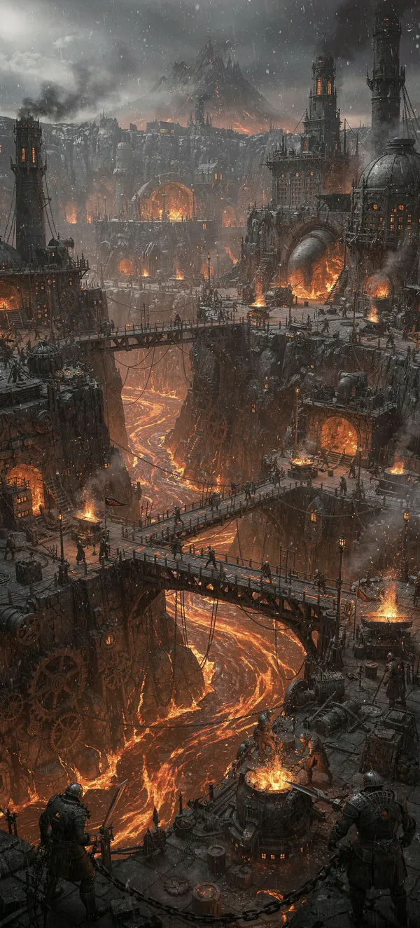 Volcanic Forge City Wallpaper