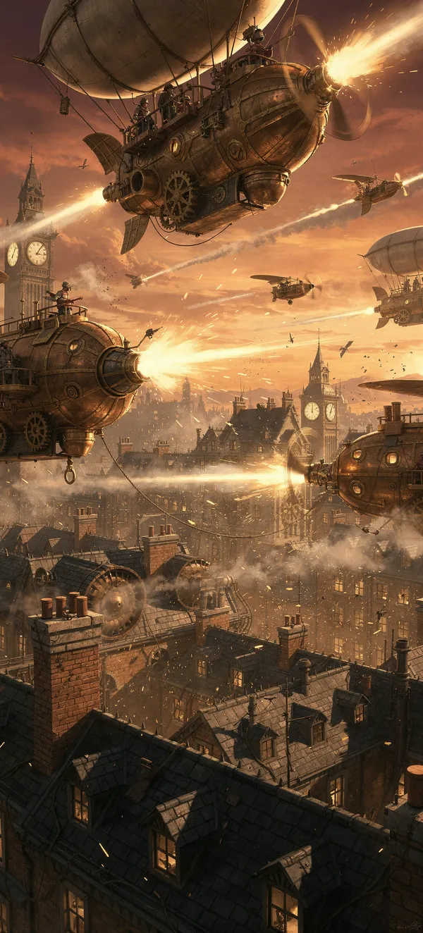 Steampunk Airship Battle