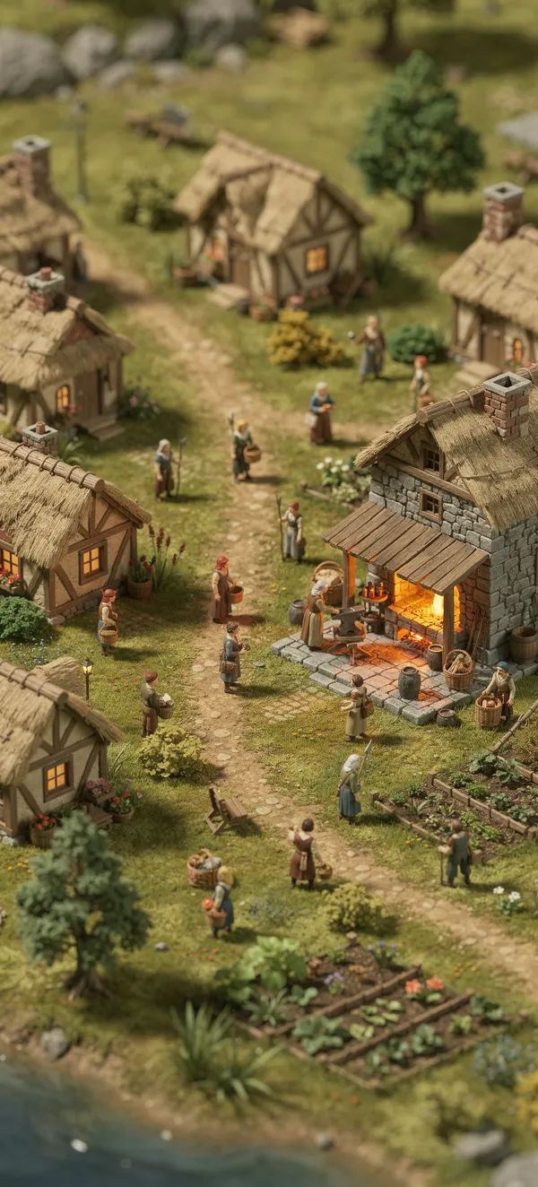 Fantasy Village Isometric Wallpaper