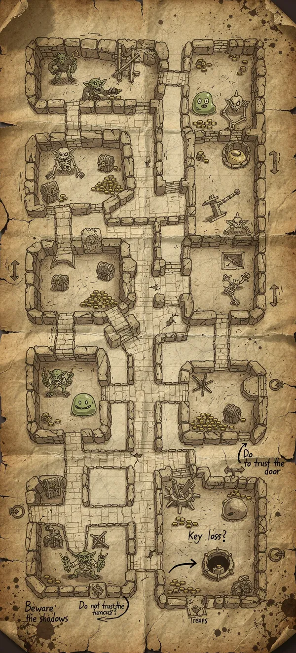 Retro Dungeon Map Wallpaper