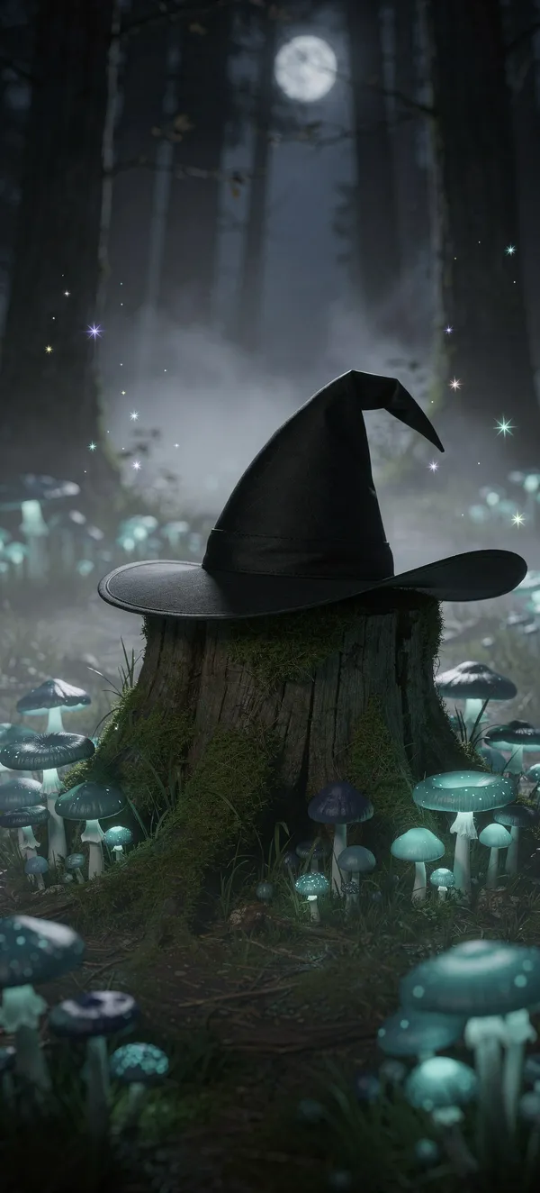 Halloween 2026: Witch Hat in a Glowing Mushroom Forest