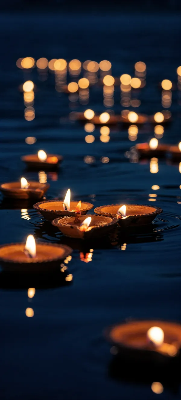 Diwali 2026: Diyas Floating on Water