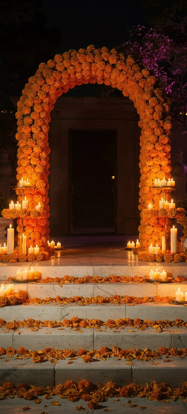 Day of the Dead 2026: Marigold Arch at Night