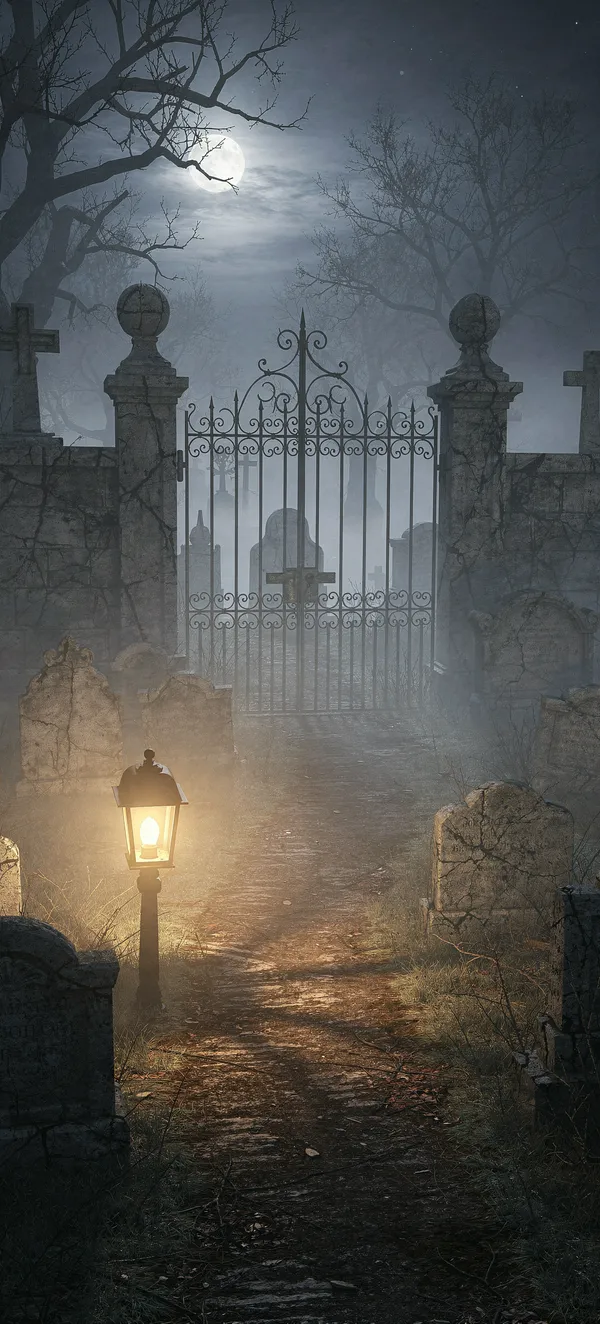 Misty Graveyard Night