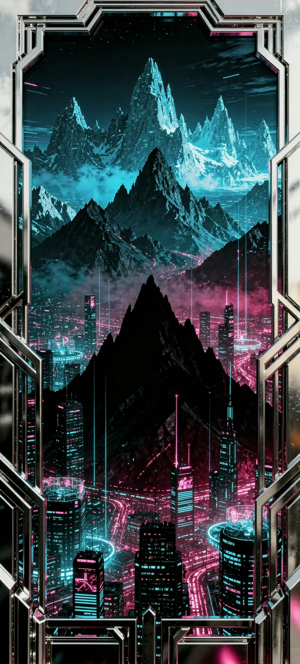 Cyberpunk Mountain Horizon