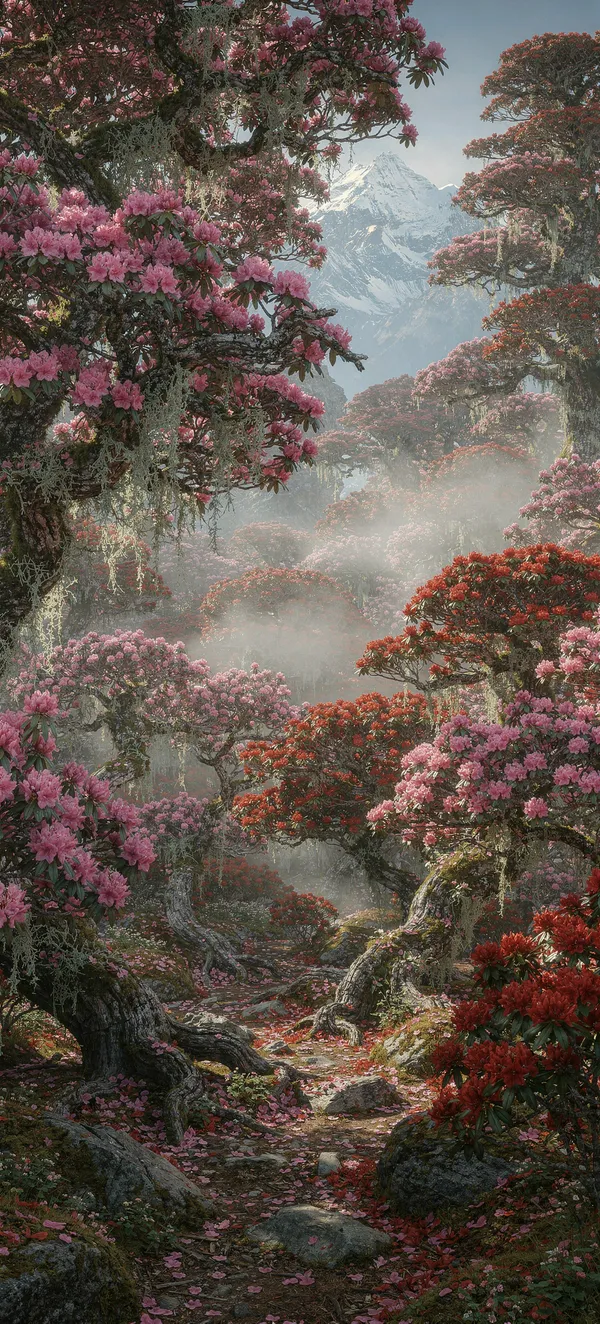Blooming Rhododendron Forest