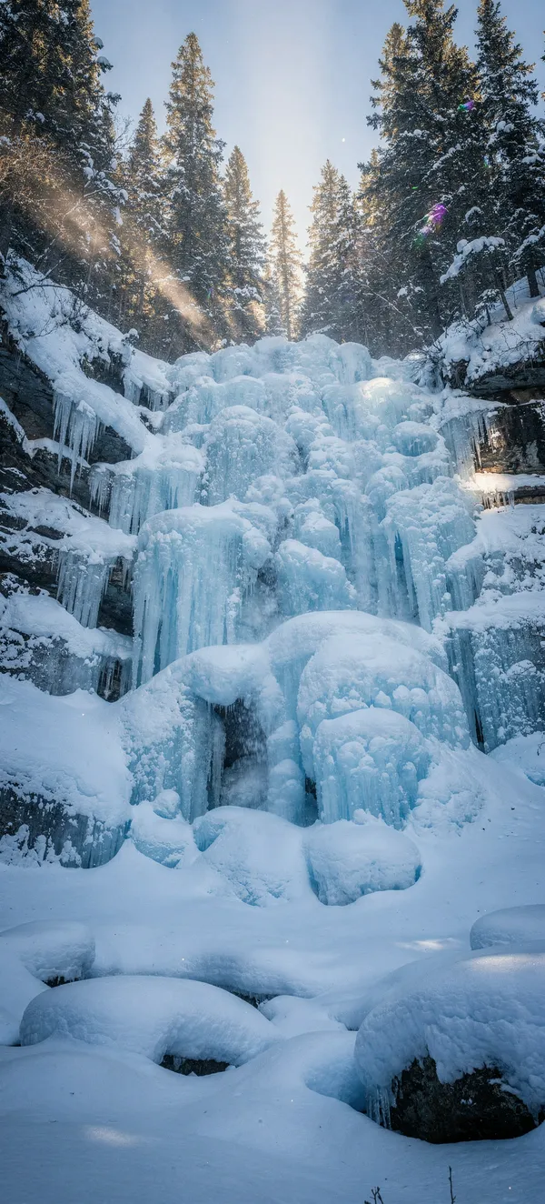 Frozen Waterfall Winter Scene