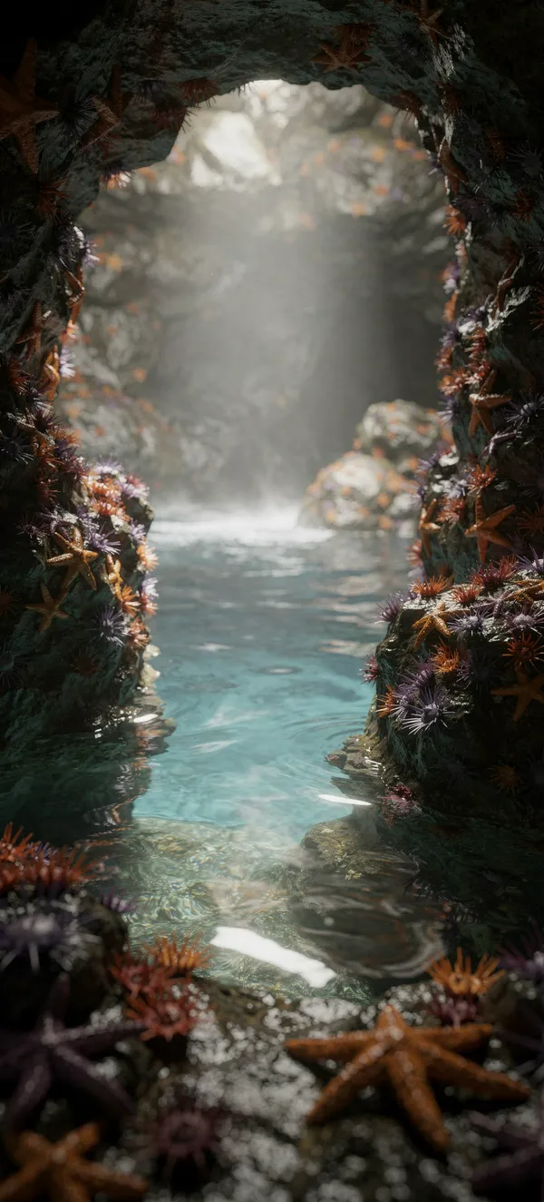 Coastal Sea Cave at Low Tide — Home screen