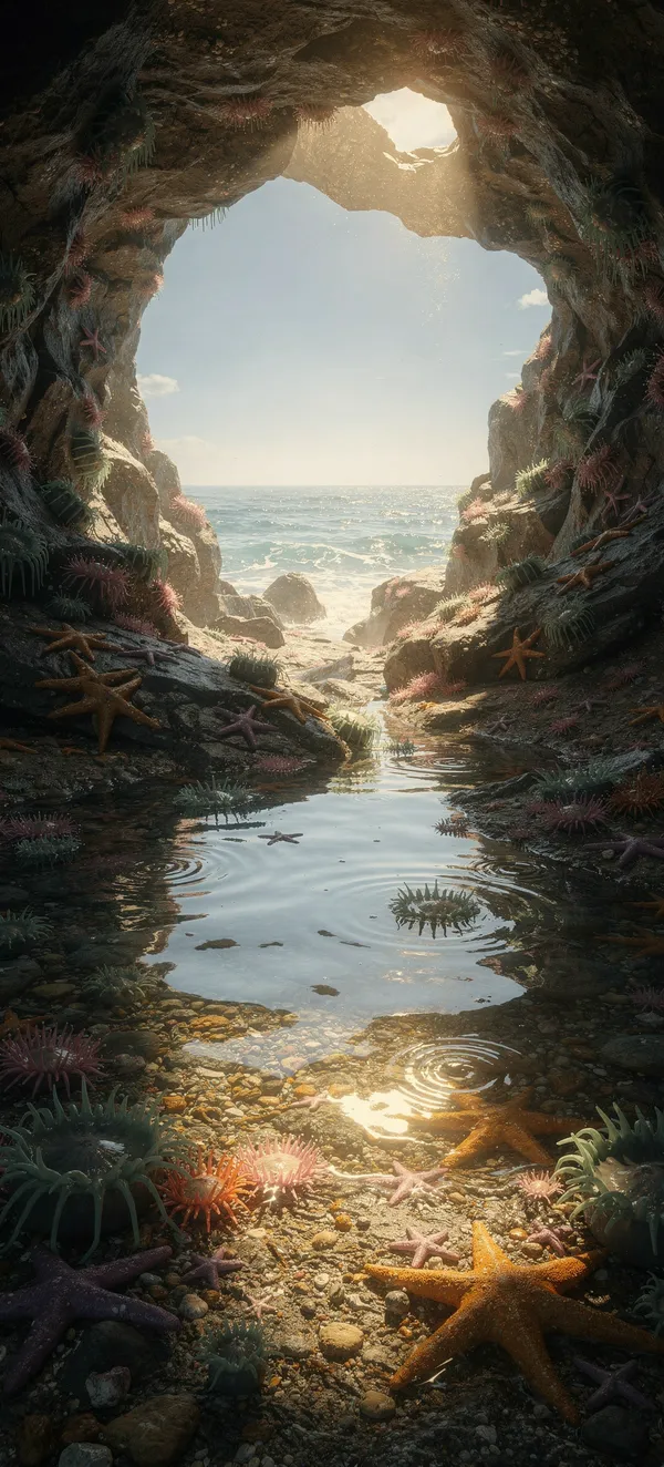 Coastal Sea Cave at Low Tide