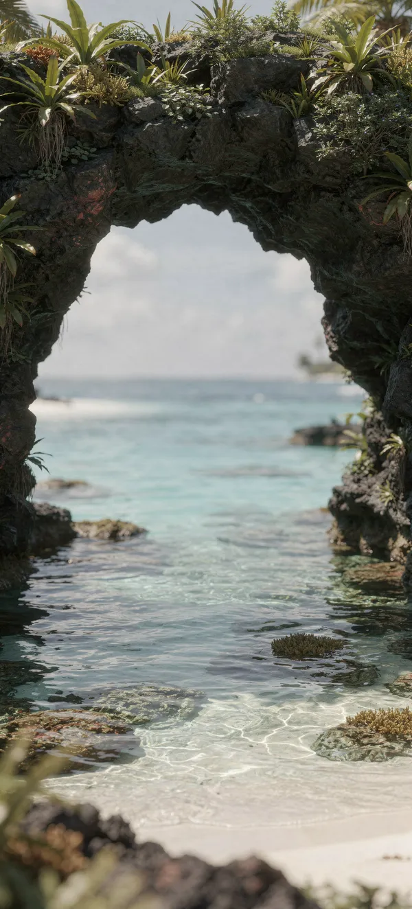 Coral Lagoon Through Rock Arch — Home screen