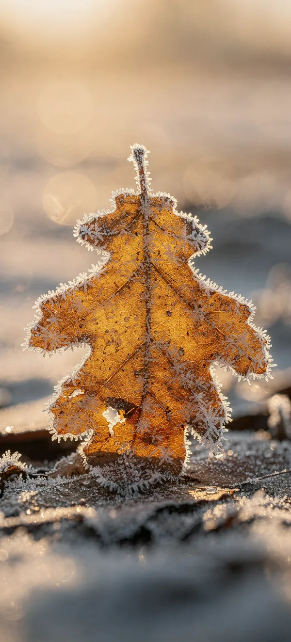 Frosted Oak Leaf at Sunrise