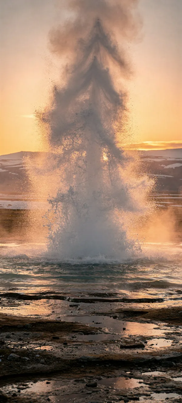 Icelandic Geyser Sunrise — Home screen