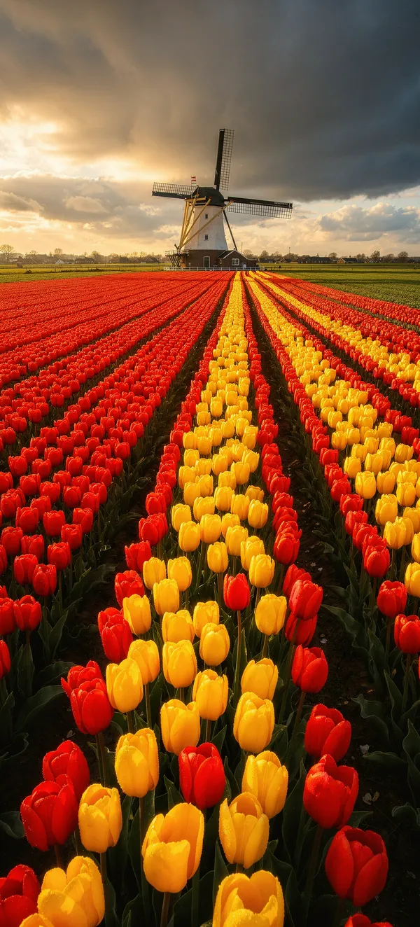 Dutch Tulip Field Landscape