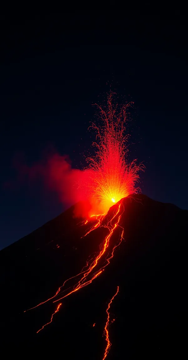 Volcano Lava Night