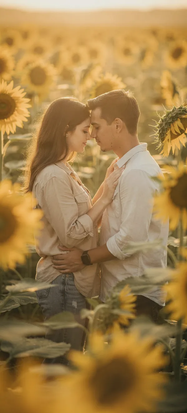Couple in Sunflower Field