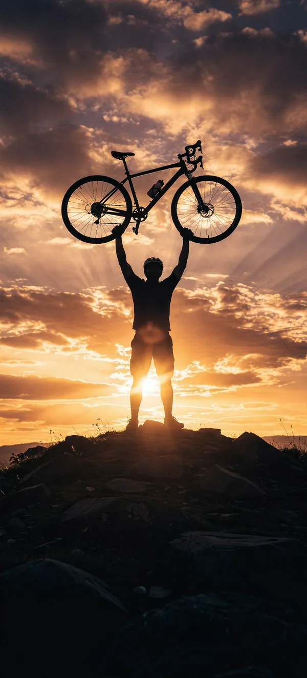 Cyclist Triumph Sunset