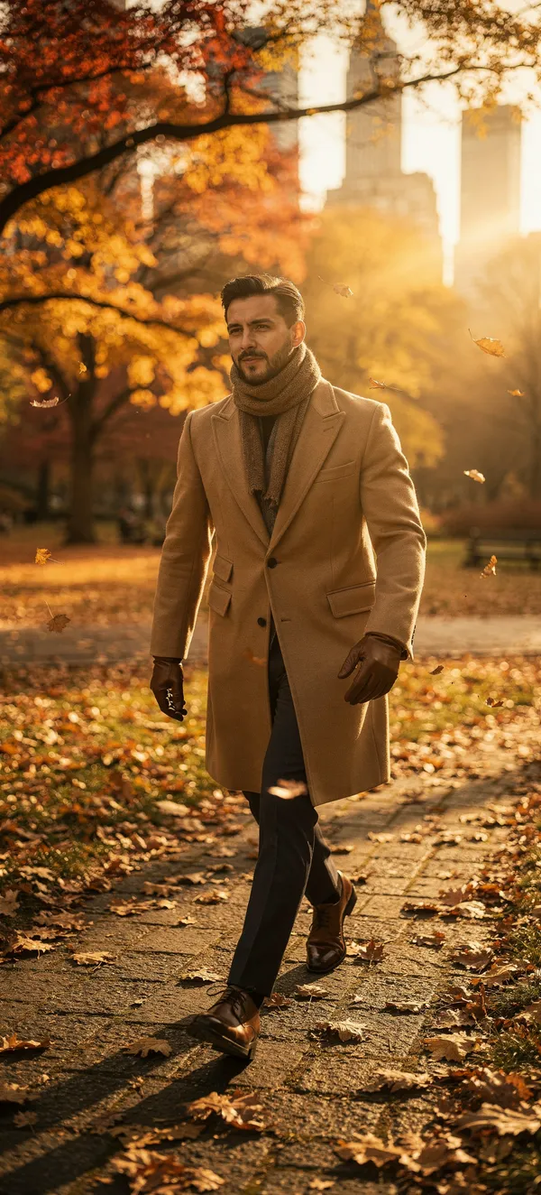 Elegant Man in Camel Coat
