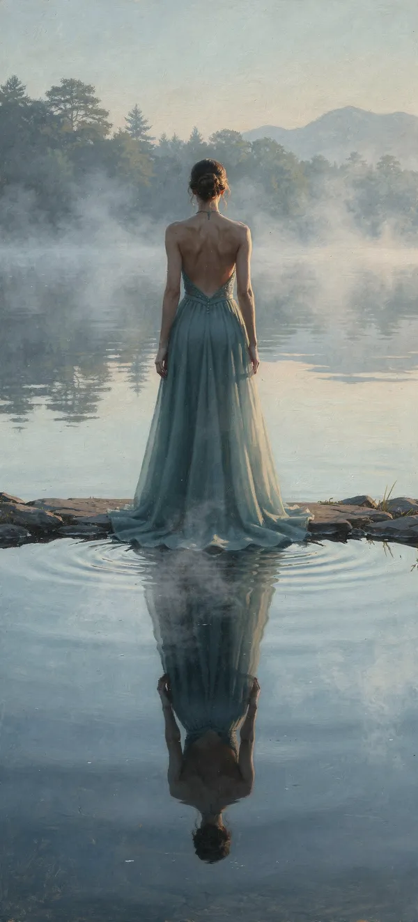 Misty Lake Dawn Portrait