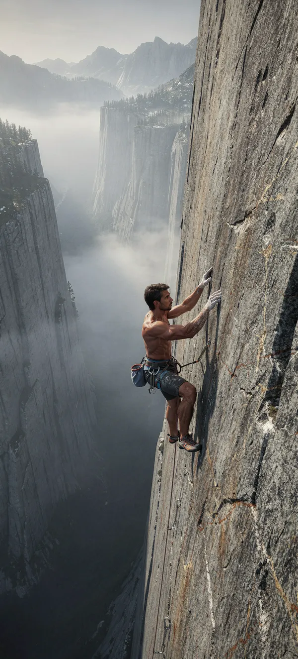 Mountain Climber Granite Cliff