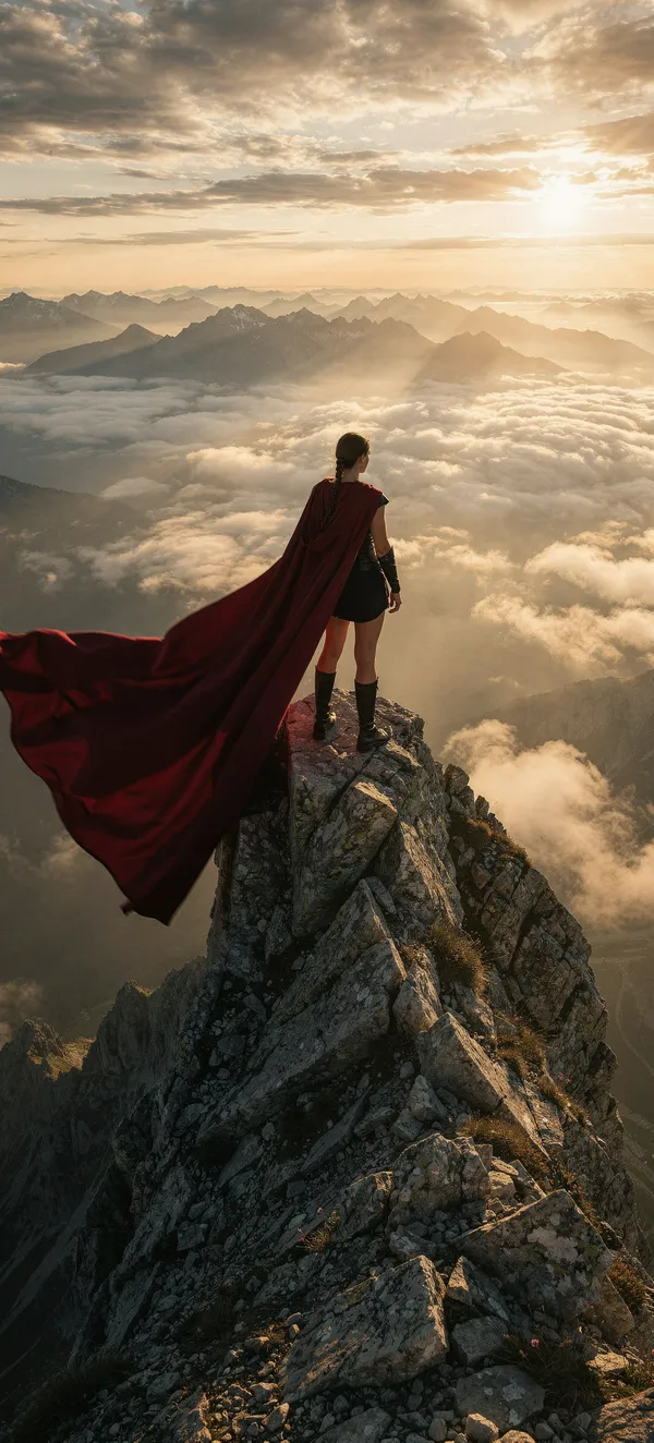 Mountain Peak Heroic Woman
