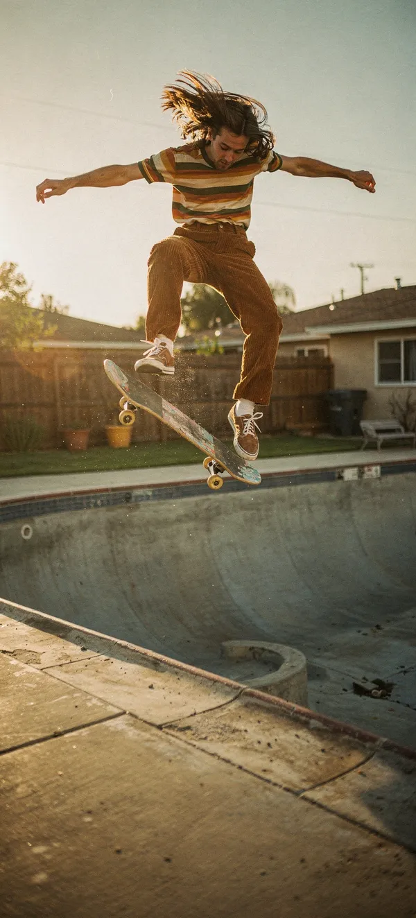 Retro Skateboarder Kickflip