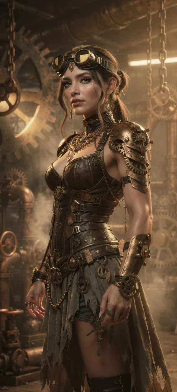 Steampunk Industrial Woman Portrait