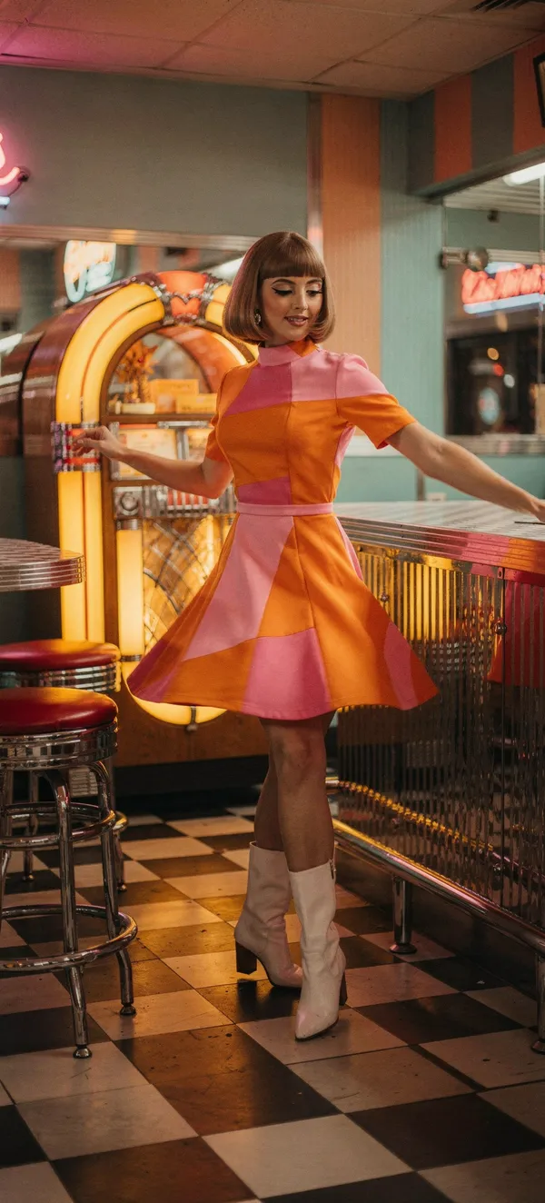 Vintage Mod Dancer in Retro Diner
