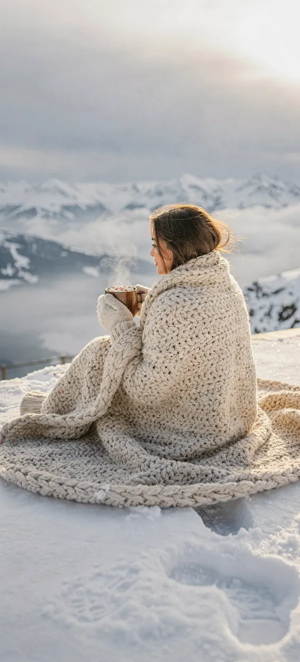 Cozy Mountain Winter Woman
