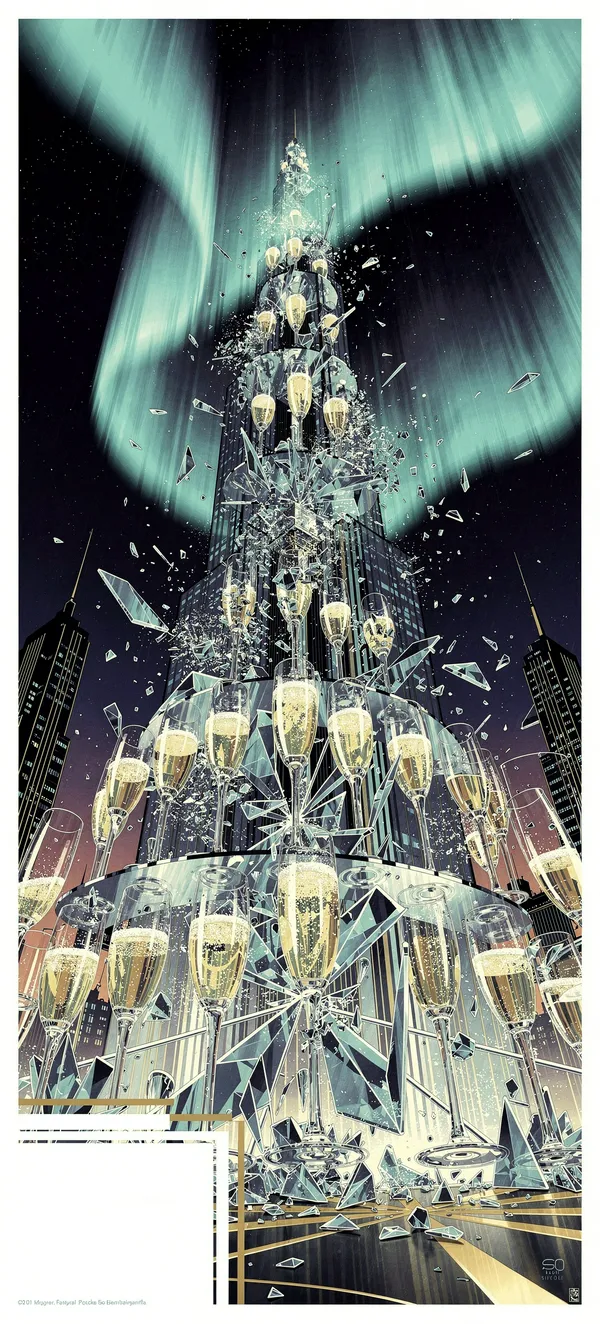 Champagne Tower Art Deco Wallpaper