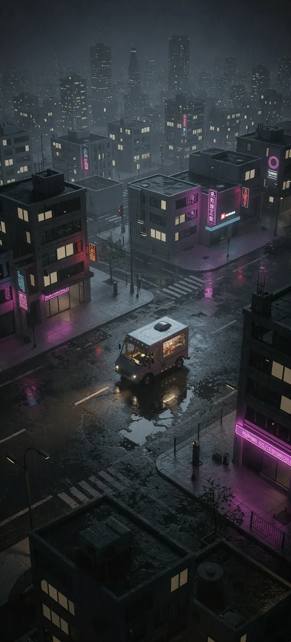 Lonely Food Truck Cityscape