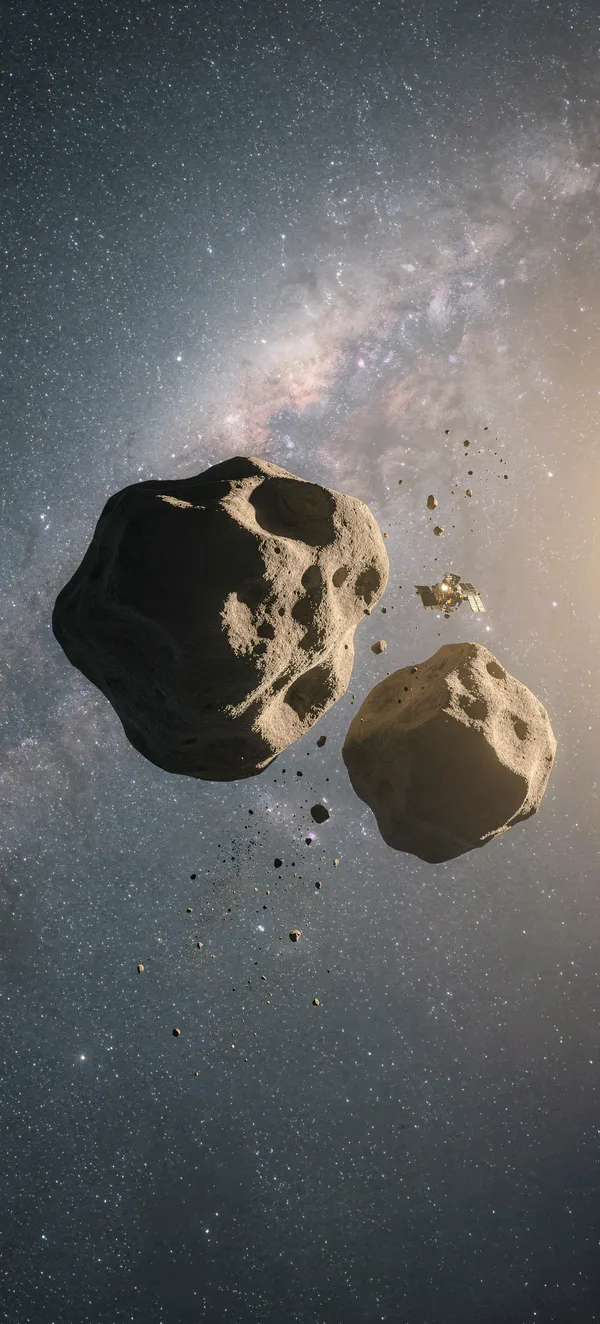 Hera Mission 2026: Double Asteroid and the Milky Way