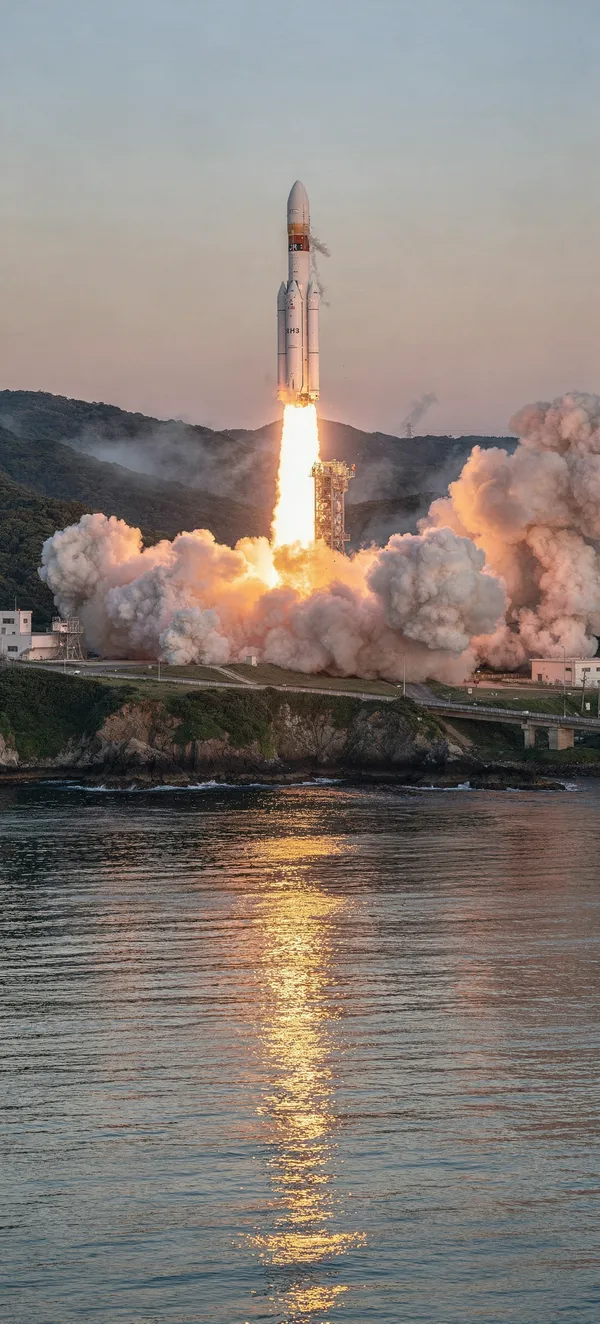 MMX Mission Launch: H3 Rocket at Dawn