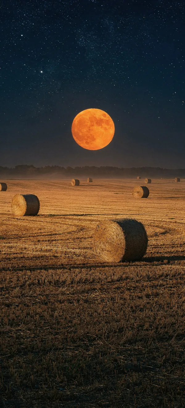 Hunter’s Moon 2026: Moon over Hay Bales