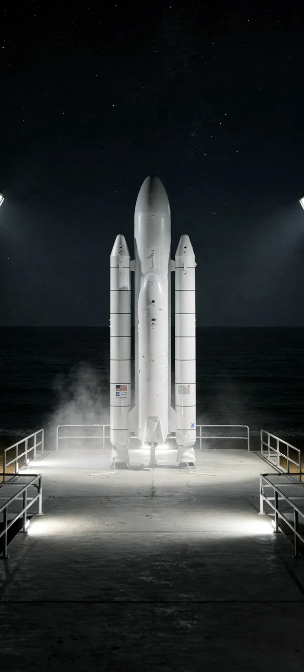 Nighttime Rocket Launch Pad