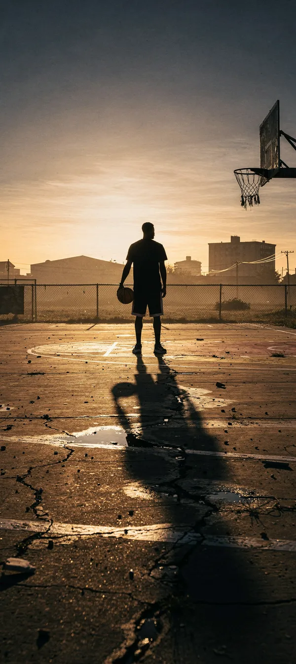 Urban Basketball Sunset Silhouette