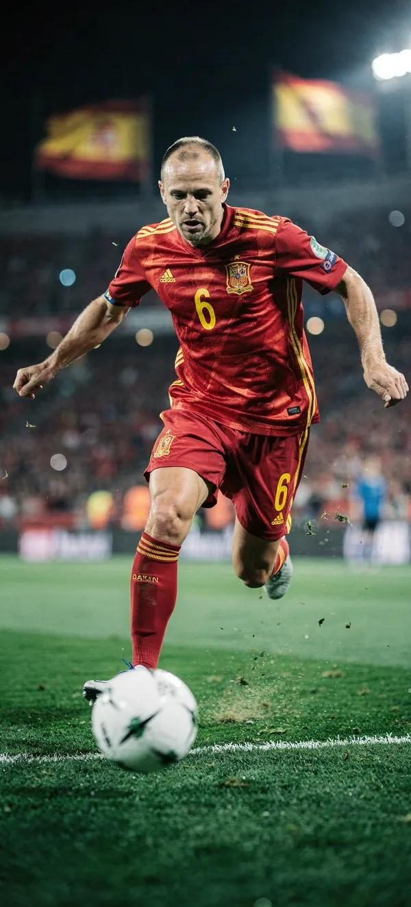 Iniesta Running on Pitch